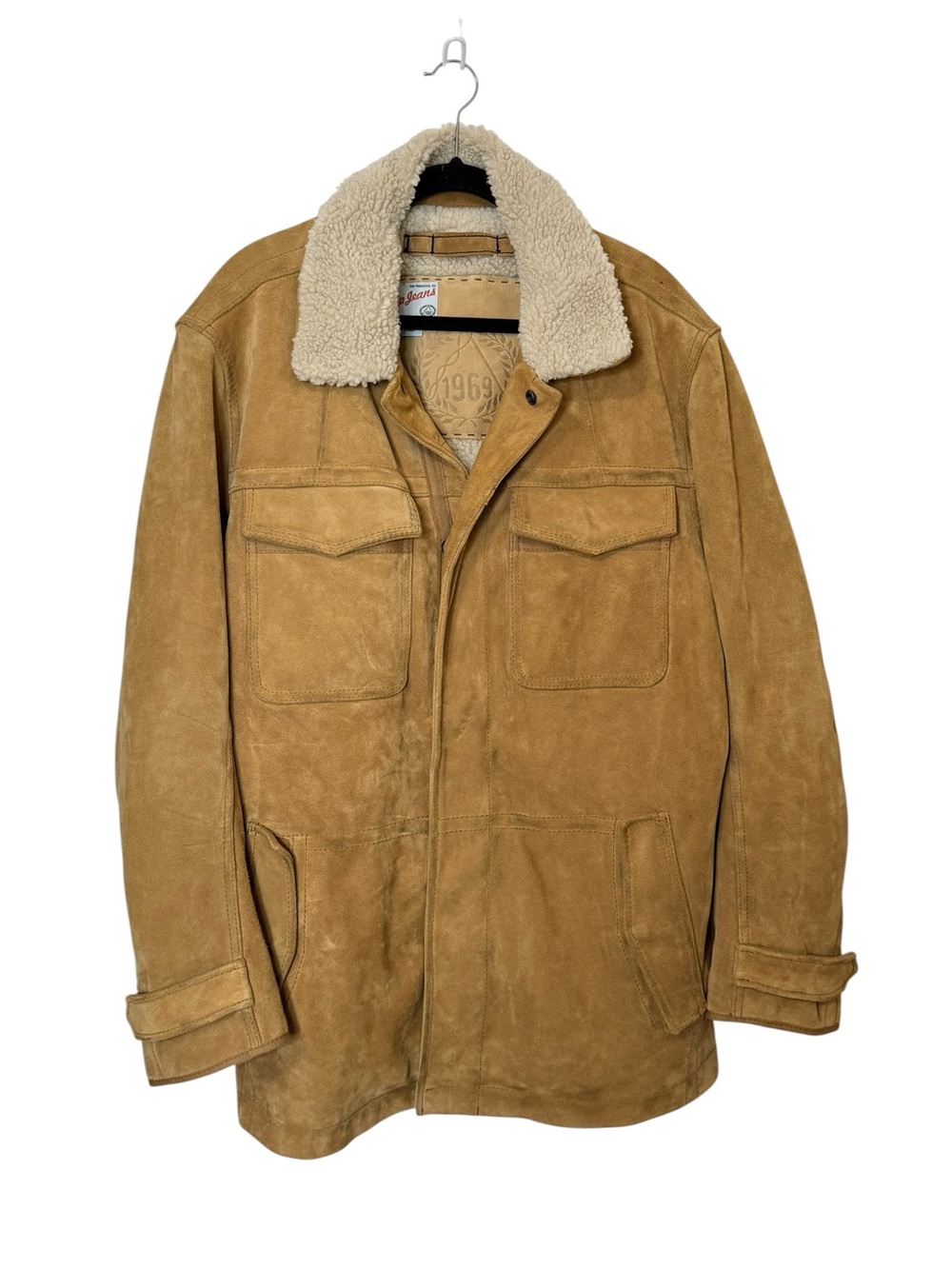 Gap Tan Suede trucker Sherpa collar  Jacket size XL chore coat